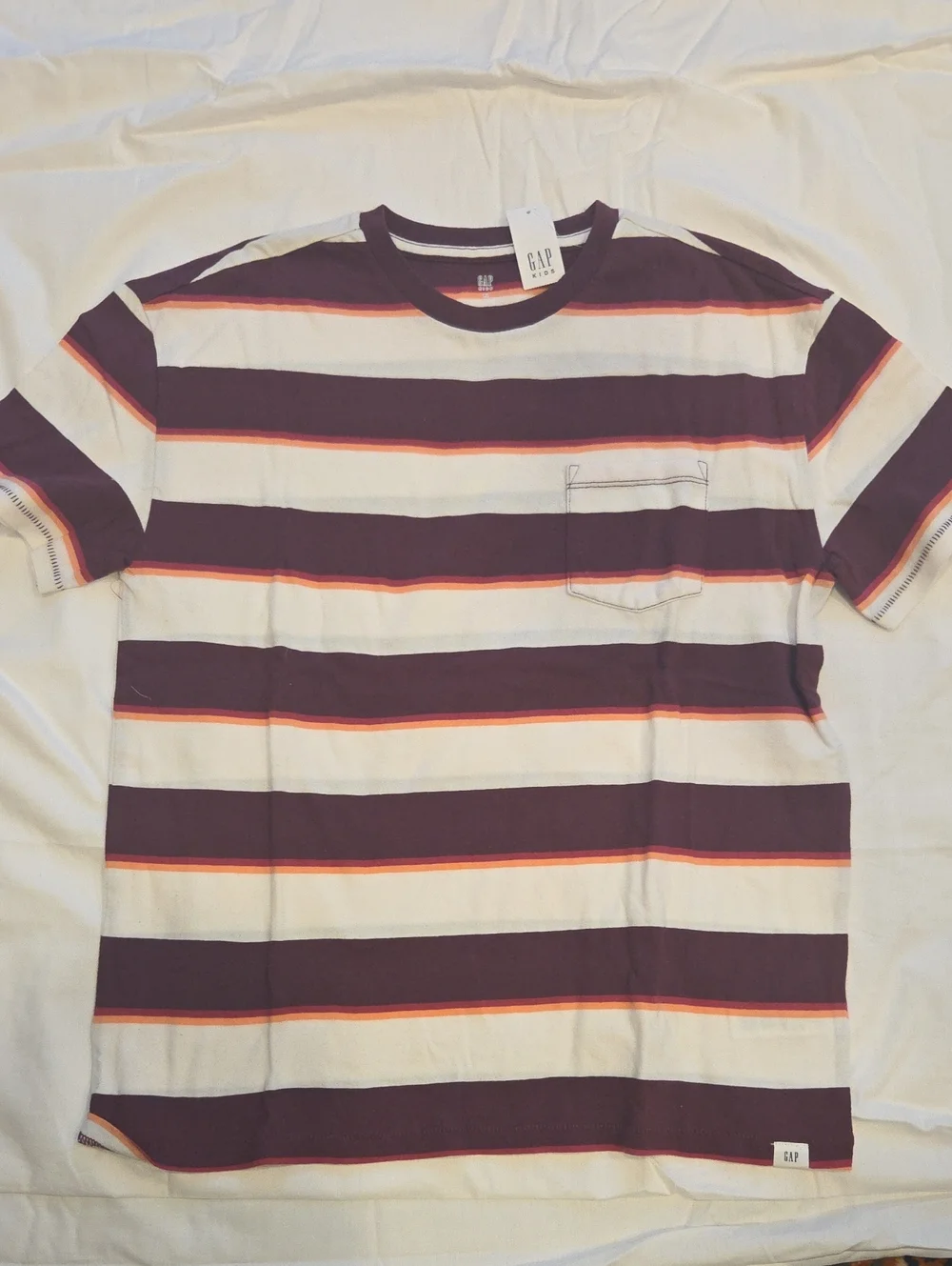 GAP Boy’s Purple, White & Orange Stripe Pocket Tee